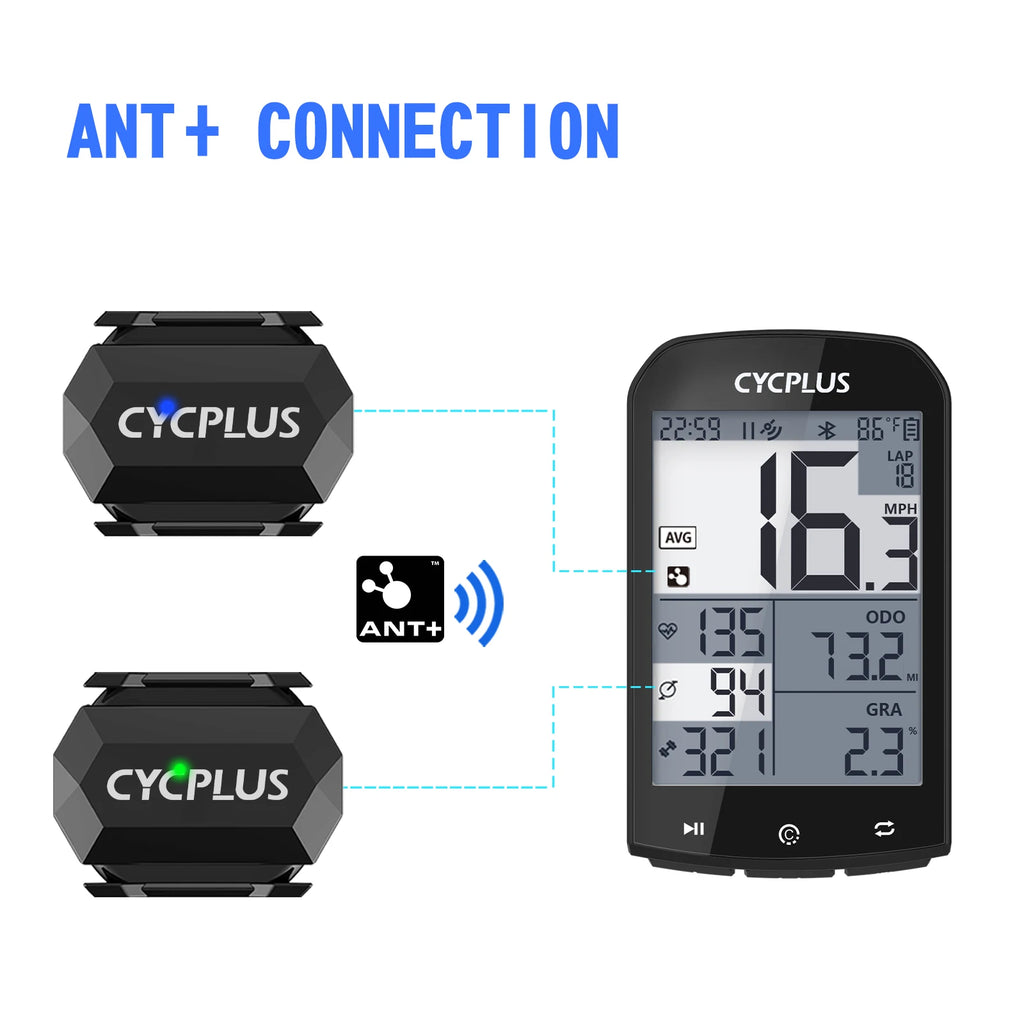 CYCPLUS Dual Sensor Bike Computer — ANT+ Bluetooth, Waterproof