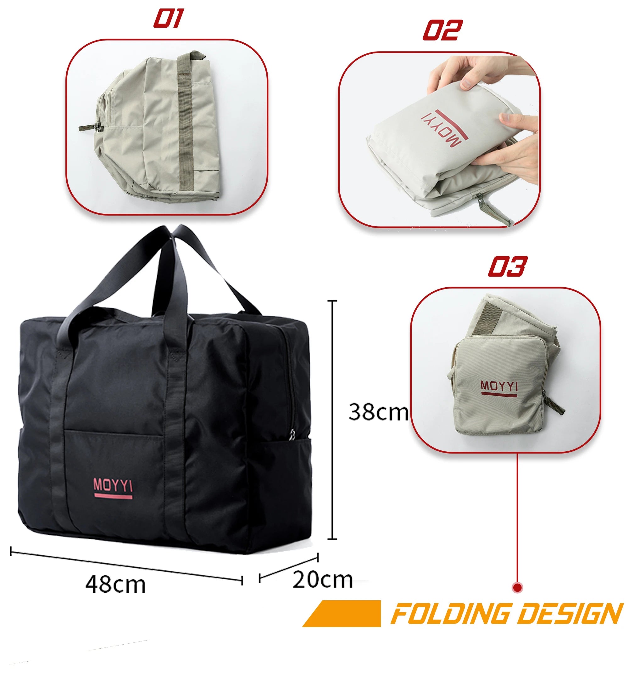 Oxford Foldable Travel Duffel Bag for Men 37L Waterproof Sports Tote Gym Shoulder Weekender Overnight Bags Large Capacity